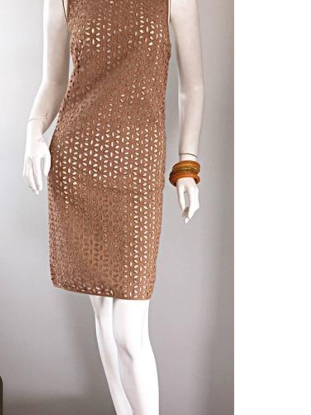 Derek Lam Tan Laser-Cut Sheath Dress